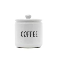 Equipamento doméstico à prova d'água Material de pedra branco criativo Cozinha Café Açúcar farinha Cerâmica redonda Canister com tampa
