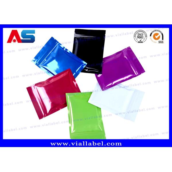 Embalaje de pastillas Bolsas de papel de aluminio de cierre de cremallera Bolsas de papel de aluminio laminado brillante Tamaño personalizado