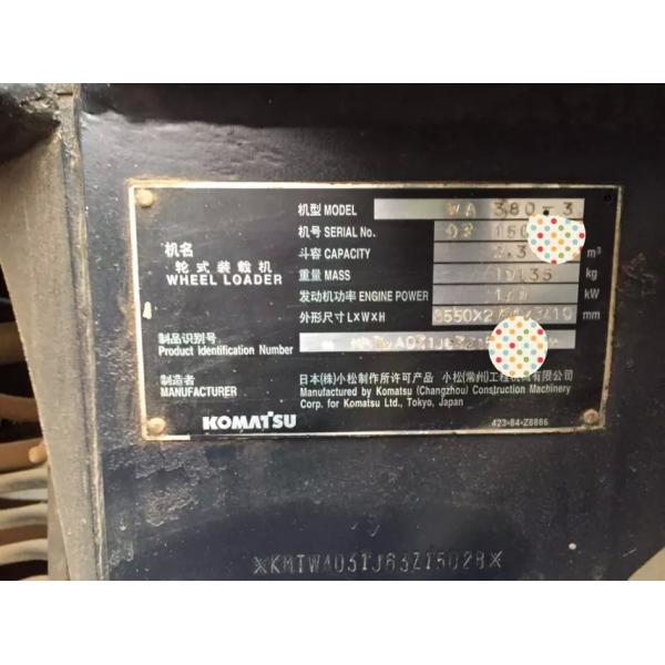 Ano de 16,5 toneladas 2008 da cubeta do carregador WA380 3.2m3 da roda de KOMATSU da segunda mão mini