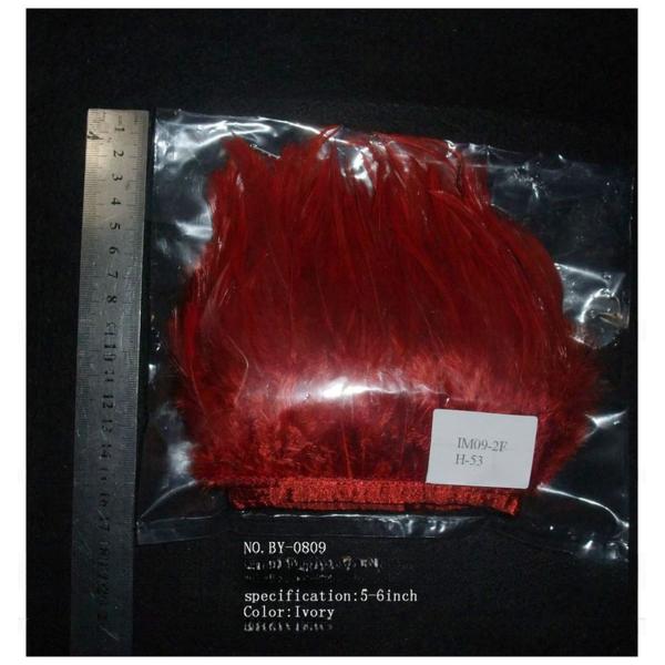 Two Tones Colour Hackle Feather Trim With Satin Ribbon 4-6inch 1 Yard Length