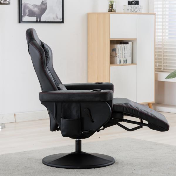 White Racing Style Gaming Chair Executive Office Swivel Seat with Cup Holder and Footrest