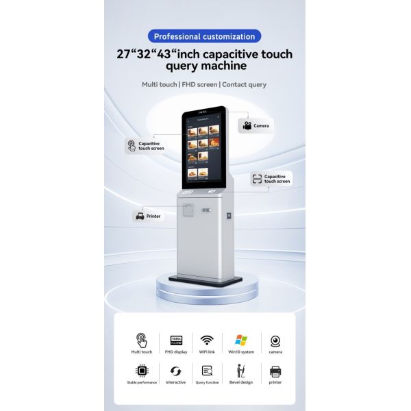 43 Inch Android Automatic Touch Screen Restaurant Self Ordering Machine With Scanner and Printer
