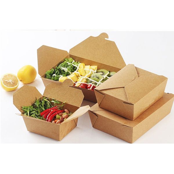 Food Grade Disposable Kraft Paper Box Paperboard Trays Packaging