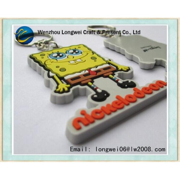 Custom SpongeBob Cartoon Soft PVC Keychain , Cute Rubber Key Ring