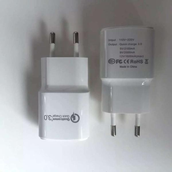 QC3.0 QC2.0  5v 1a  5v 2.1a 5v 3a usb charger  white color usb adapter  for samsung  huawei  mobile phone