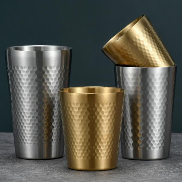 Double Wall Stainless Steel Cups Mug For Beer Coffee Drinking 5oz 450ml