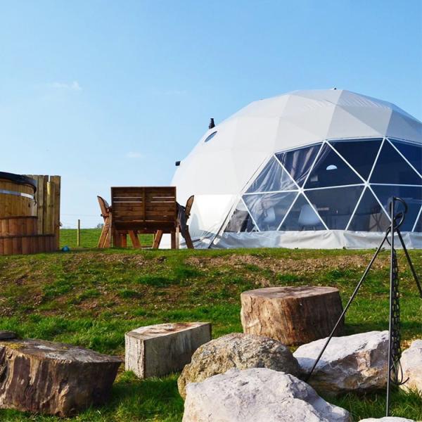 Luxury Camping Event White Color Steel Tube Geodesic Dome Tent For Sale