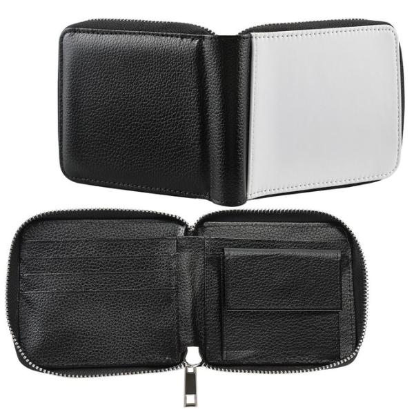 Sublimation Mens Wallet Custom Blanks Leather Compact Zip Around Wallet