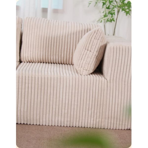 Custom Reclining L-Shape Modular Sectional Sofa Corduroy High Density Sponge Vacuum Compressed Sofa Bed for Villa Living Room