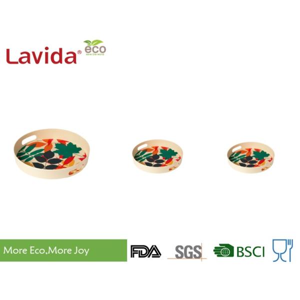 Round Shape Bamboo Fiber Dinnerware High Strength Fashionably Christmas Colors Design