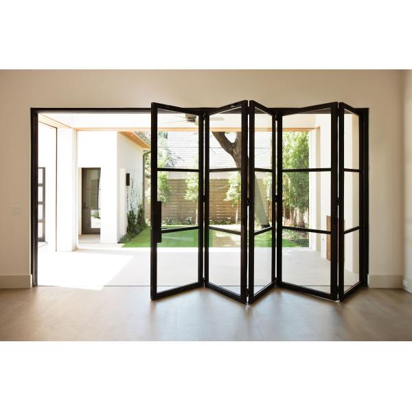 EPDM Gasket Aluminum Folding Doors With Silicone Sealant And Aluminum Alloy Hollow Toughened Glass
