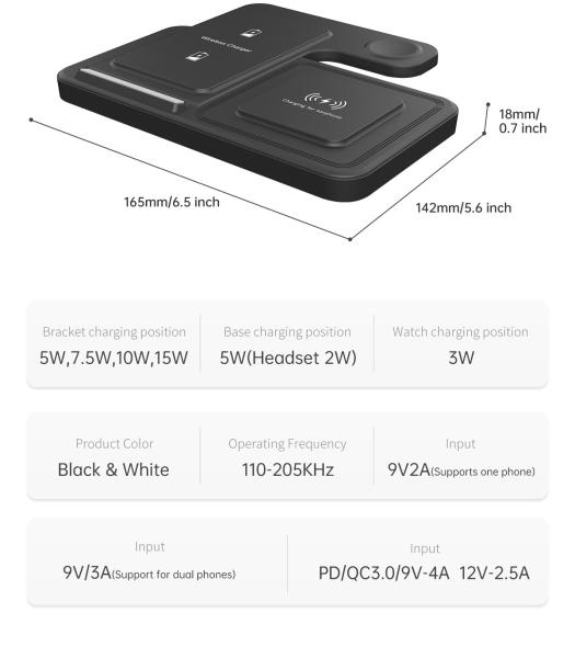 新品T288 無線充電器 サポート 15W/10W/5W 3 イン 1 折りたたむ高速充電器