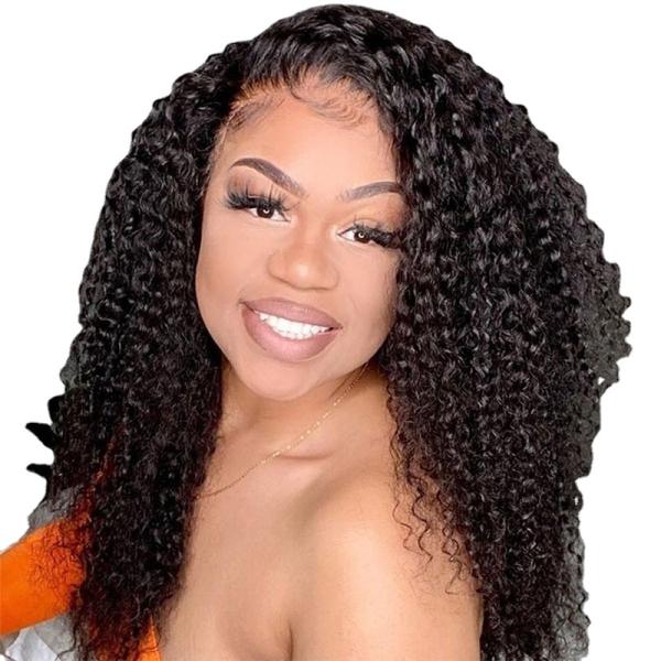 HD Swiss Lace Front Mongolian Peruvian 13x4 Afro Kinky Curly Human Hair Wig with Baby Hair