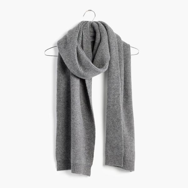 Female Half Cardigan Stitch Quick Knit Scarf , Winter Grey Cable Knit Scarf