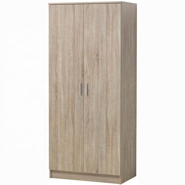 Custom 2 Door Natural Wood Armoire Wardrobe For Clothes Big Storage Space