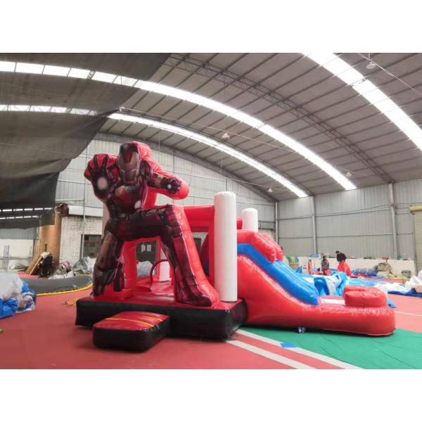 Indoor Ironman Red Inflatable Bounce House Combo Waterproof Safety Material