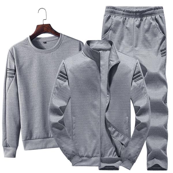 Sports Style Men's Zip Up Jacket T-shirt and Joggers Three Piece Track Suit for Sports