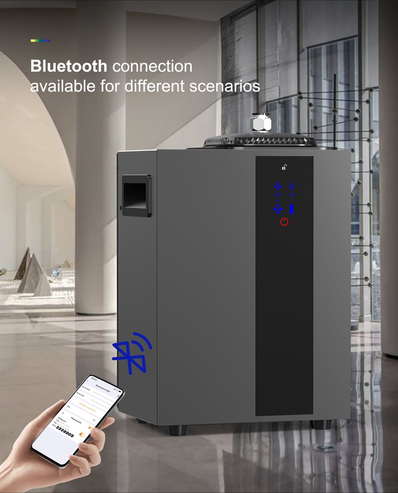 800ml Oil Capacity HVAC Scent Diffuser with Two Fluid Atomization and Iron Casing Bluetooth Scent Machine