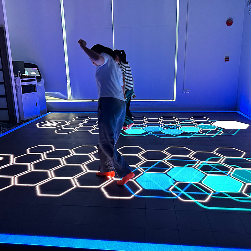 Aurora Motion Interactive LED Floor Game with 75-inch Display and 6 Selectable Games for Multiplayer Team Battle