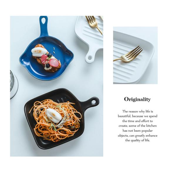 The Nordic Style Ceramic Baking Dishes with Single Handle 5CM Size and Custom Logo