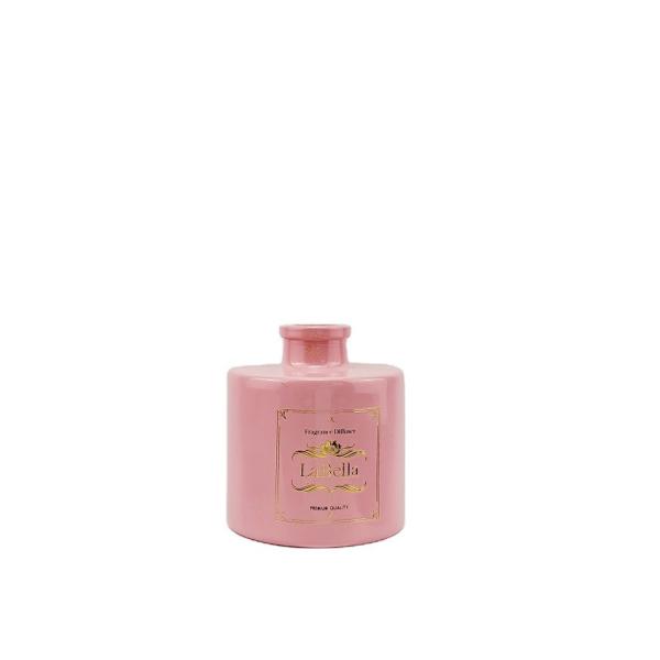 Garrafa de difusão de fundo redondo de vidro rosa mate de 150 ml e 200 ml com material ecológico
