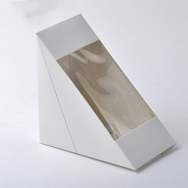OEM Triangular Transparent Window Breakfast Bread Dessert Packaging Sandwich Paper Box