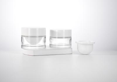30ML 50ML Refillable Double Wall Glass Cosmetic Jar with Customizable PP Inner Jar and Cap For Skincare Cream,Mask