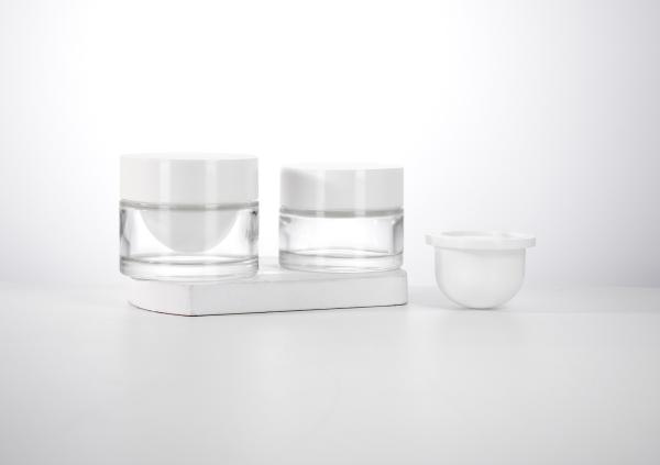 30ML 50ML Refillable Double Wall Glass Cosmetic Jar with Customizable PP Inner Jar and Cap For Skincare Cream,Mask