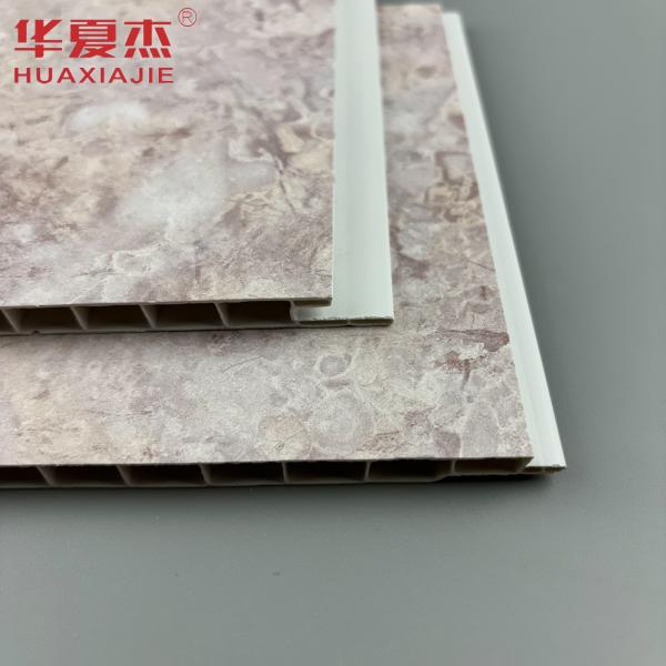 Durable Pearlescent Hot Stamping PVC Wall Panel In Prink Marble Design For Waterproof Residential Decor