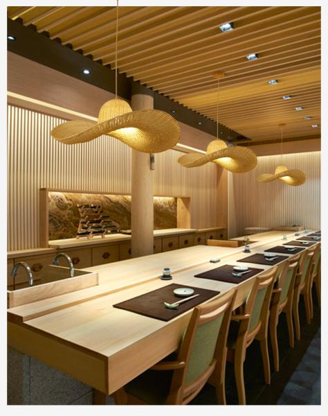 Personalized Creative Restaurant Hat lamp Indoor home Bamboo Wicker Rattan lamp(WH-WP-87)