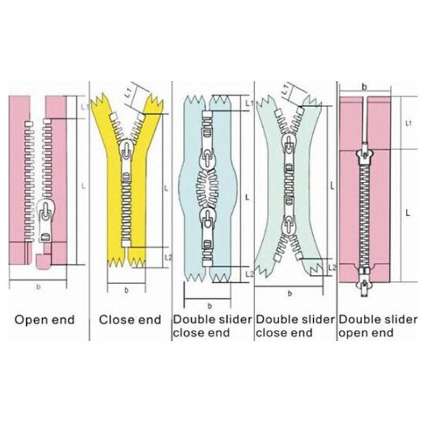 High Polished Gold Long Chain Zipper Pink Polyester Tape For Garments / Bags