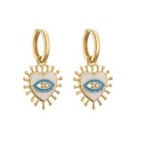 Brincos turcos da aro do olho mau da forma do coração da joia do ouro de Crystal Enamel 14k