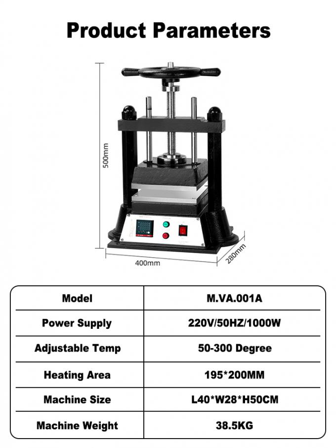 1000W Jewelry Vulcanizer 220V/50Hz, 195×200mm Heating Plate, 50–400°C Adjustable Temperature Range