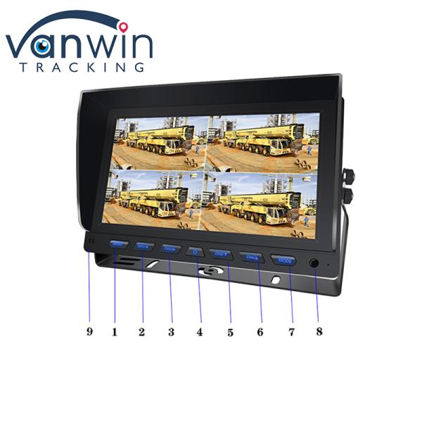 9 pulgadas AHD 1080P MDVR Monitor de 8 canales Full HD Monitor de pantalla dividida para vehículo