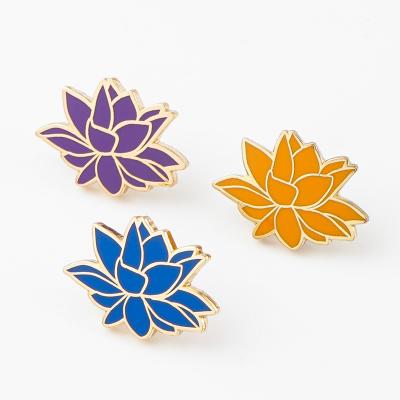 Animal Theme Lotus Flower Brooch Pins Custom Enamel Badge Pin for Bag Hat Clothing
