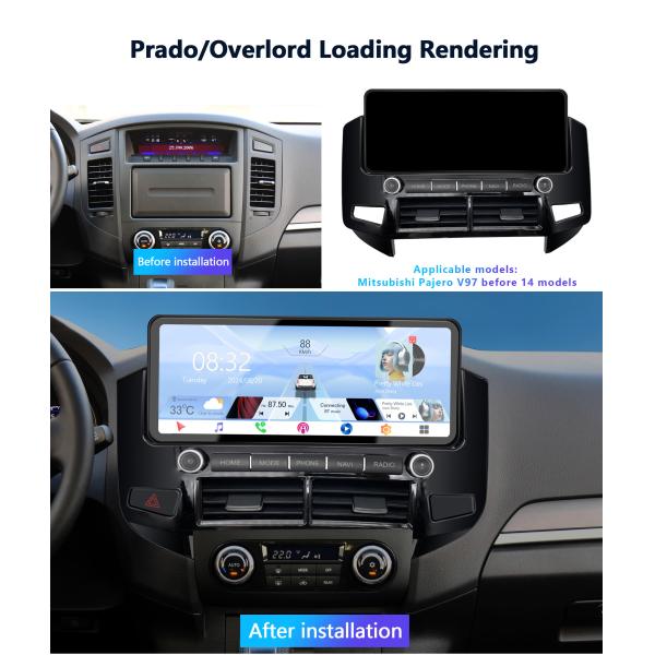 12Unidad de cabeza de coche universal de.3 pulgadas Mitsubishi Pajero V97 Panel de mando Gran pantalla reproductor de DVD de coche