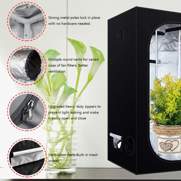 600D Oxford Cloth Hydroponics Plant Indoor Grow Room Can Install Light And Fans
