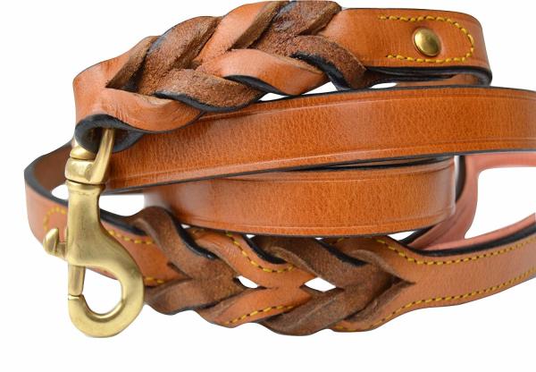 Rust Proof Handmade Dog Leather Leashes , Braided Leather Dog Lead 4 6