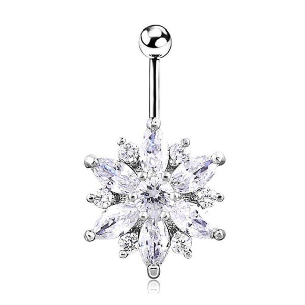 Newest flower shaped navel ring zircon belly button ring piercing jewelry