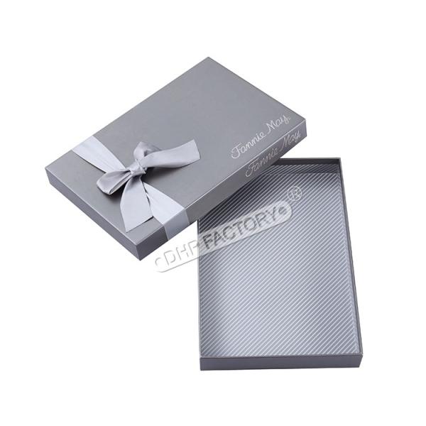 Elegant Gray Decorative Gift Boxes With Ribbon For Luxurious Packaging