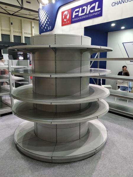 SPCC Material Supermarket Metal Shelves Customized Color Round Circle Shape