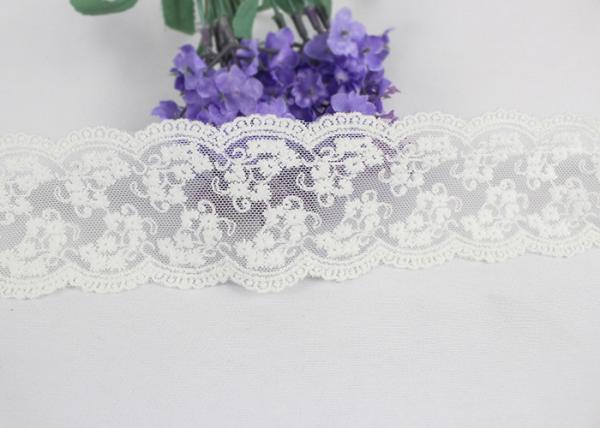 Off White Floral Net Embroidered Lace Trim For Girl's Sock 100 % Cotton