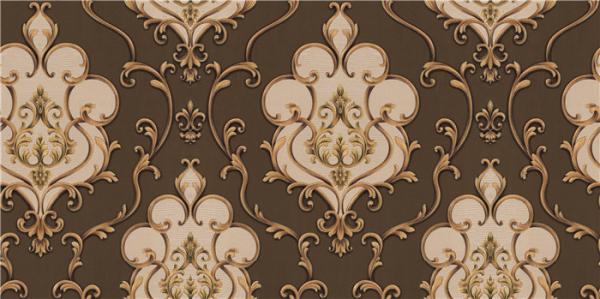Washable Bedroom Damask Feature Wallpaper Colorfast For TV Background
