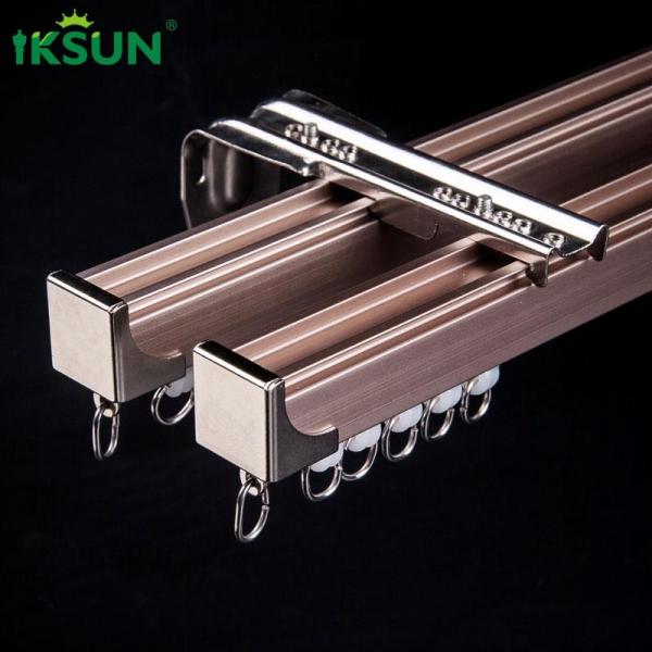 Matte Gold Double Aluminium Curtain Track Square Shape Multipurpose
