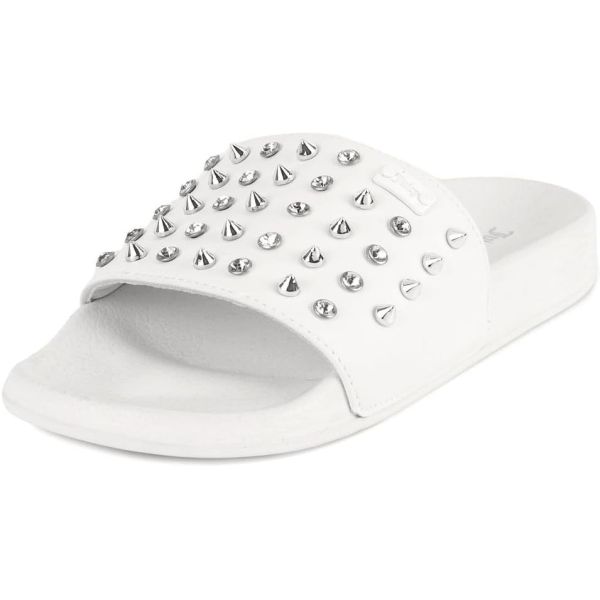 Esquí de verano para mujeres Mules de piscina Sandalias Rivets metálicos con cuentas Slip On Slipper