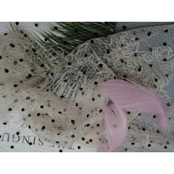 Pink Polka Dot Flocked embroidered mesh lace fabric