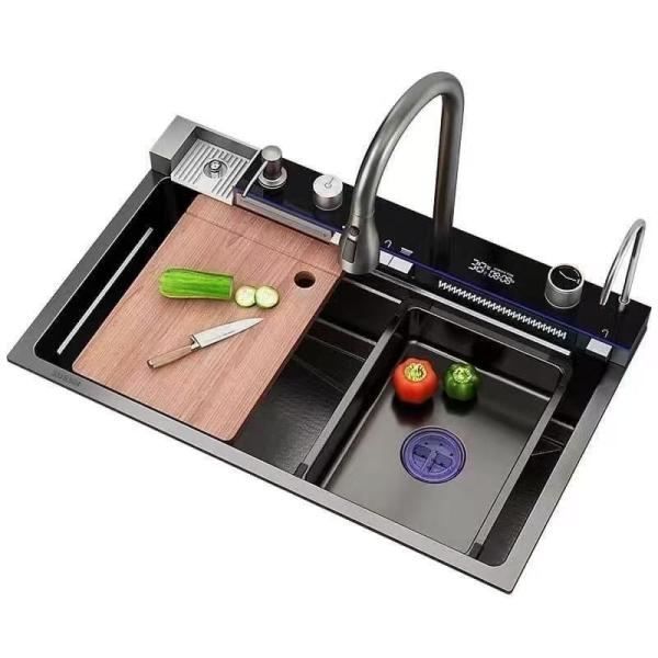 Embossed SS Utility Sink Nano Black Anti Scratch Gunmetal Kitchen Sink Multifunctional