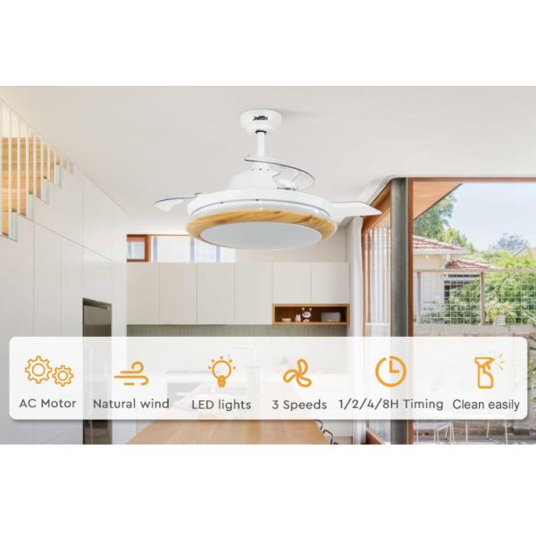 ceiling fan 3 Lâminas retráteis 3 Ventilador de teto que muda de cor clara para restaurante de quarto de estar