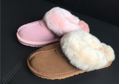 100% Sheepskin Slippers Ladies Shoes Chestnut EVA Soft Sole Suede Leather Slipper