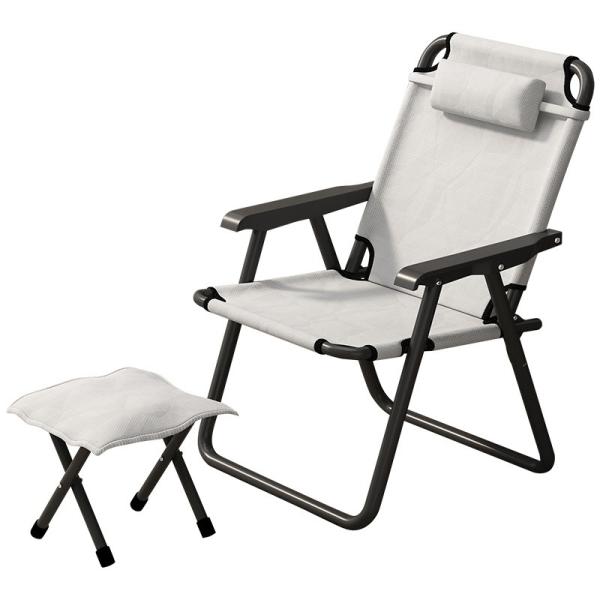 Folded Metal Portable Folding Chair with Pillow for Camping Fishing Hiking Outdoor Furniture Seater Beach Adults Lounge
